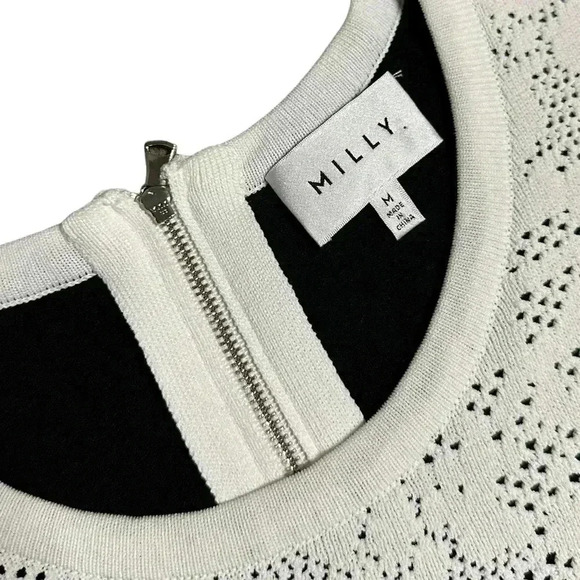 MILLY Women's Knit Dress White Patterned Medium - Picture 6 of 8